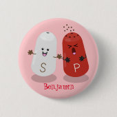 Niedliches Kawaii-Salz und Pfefferschüttler Cartoo Button (Vorderseite)