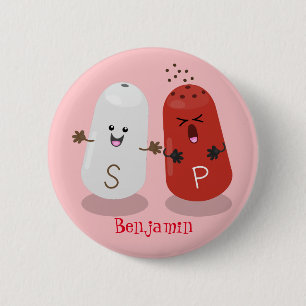 Niedliches Kawaii-Salz und Pfefferschüttler Cartoo Button