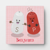 Niedliches Kawaii-Salz und Pfefferschüttler Cartoo Fotoplatte (Vorderseite)