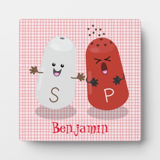 Niedliches Kawaii-Salz und Pfefferschüttler Cartoo Fotoplatte (Vorderseite)