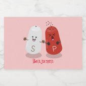 Niedliches Kawaii-Salz und Pfefferschüttler Cartoo Lebensmitteletikett (Einzelnes Label)