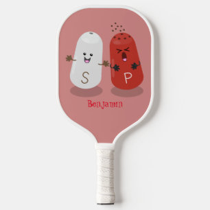 Niedliches Kawaii-Salz und Pfefferschüttler Cartoo Pickleball Schläger