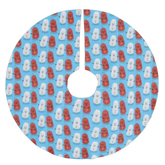 Niedliches Kawaii-Salz und Pfefferschüttler Cartoo Polyester Weihnachtsbaumdecke (Vorderseite)