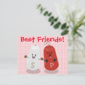 Niedliches Kawaii-Salz und Pfefferschüttler Cartoo Postkarte (Stehend Vorderseite)