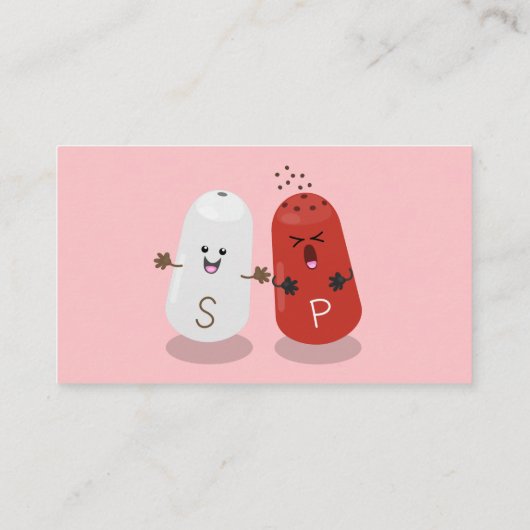 Niedliches Kawaii-Salz und Pfefferschüttler Cartoo Visitenkarte (Rückseite)