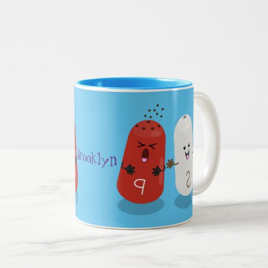 Niedliches Kawaii-Salz und Pfefferschüttler Cartoo Zweifarbige Tasse (VorderseiteRechts)