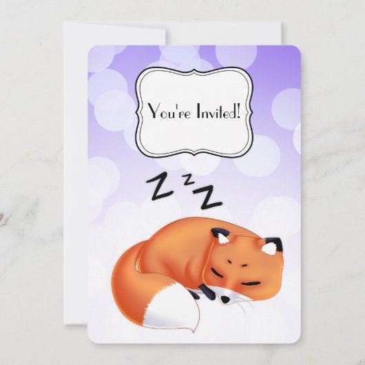 Niedliches Kawaii schlafendes roter Fuchs Einladung (Rückseite)