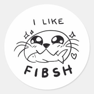 Niedliches Kawaii Siegel essen Fischaufkleber Runder Aufkleber