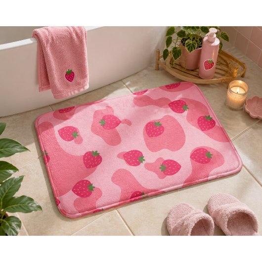 Niedliches Kawaii Strawberry Cow Muster Badematte