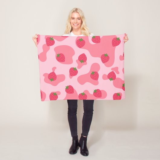 Niedliches Kawaii Strawberry Cow Muster Fleecedecke (Beispiel)