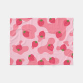 Niedliches Kawaii Strawberry Cow Muster Fleecedecke (Vorderseite (Horizontal))
