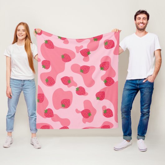 Niedliches Kawaii Strawberry Cow Muster Fleecedecke (Beispiel)