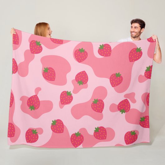 Niedliches Kawaii Strawberry Cow Muster Fleecedecke (Beispiel)