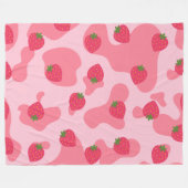 Niedliches Kawaii Strawberry Cow Muster Fleecedecke (Vorderseite (Horizontal))