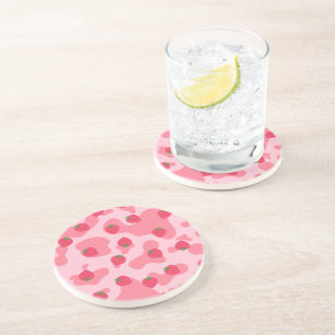 Niedliches Kawaii Strawberry Cow Muster Getränkeuntersetzer