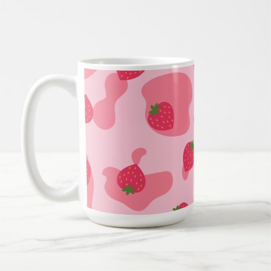 Niedliches Kawaii Strawberry Cow Muster Kaffeetasse (Links)