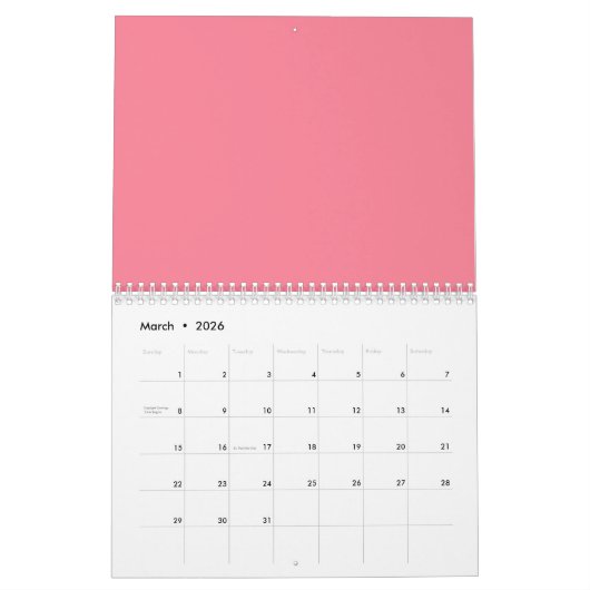 Niedliches Kawaii Strawberry Cow Muster Kalender (Mär 2026)