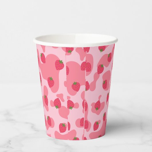 Niedliches Kawaii Strawberry Cow Muster Pappbecher (Links)