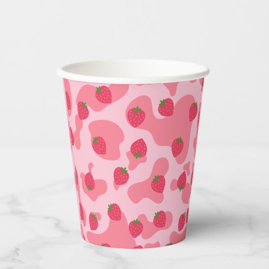 Niedliches Kawaii Strawberry Cow Muster Pappbecher (Vorderseite)