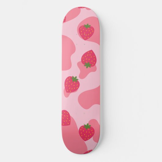Niedliches Kawaii Strawberry Cow Muster Skateboard (Vorderseite)