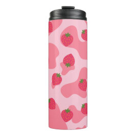 Niedliches Kawaii Strawberry Cow Muster Thermosbecher