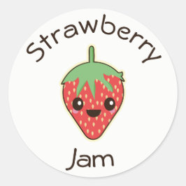 Niedliches Kawaii Strawberry Jam Jar Label Runder Aufkleber