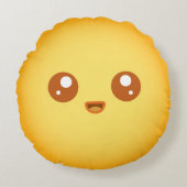 Niedliches Kawaii-Sun-Zeichen Rundes Kissen (Vorderseite)