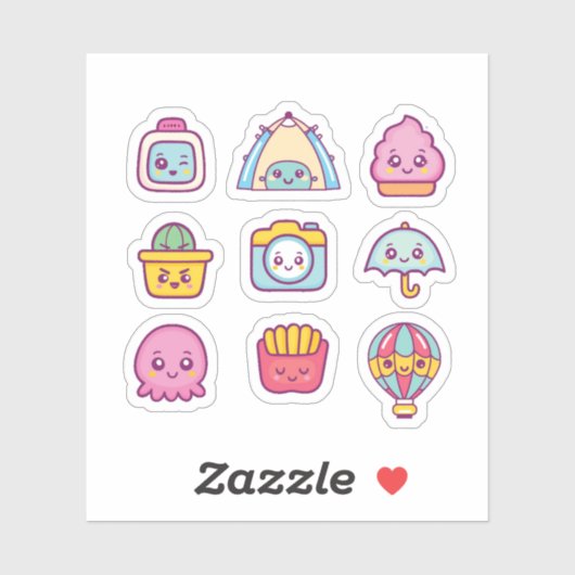 Niedliches kawaii-Symbol-Aufkleber-Set Aufkleber (Blatt)