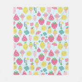 Niedliches Kawaii Tropisches Obst mit Gesichtsmust Fleecedecke (Vorderseite)