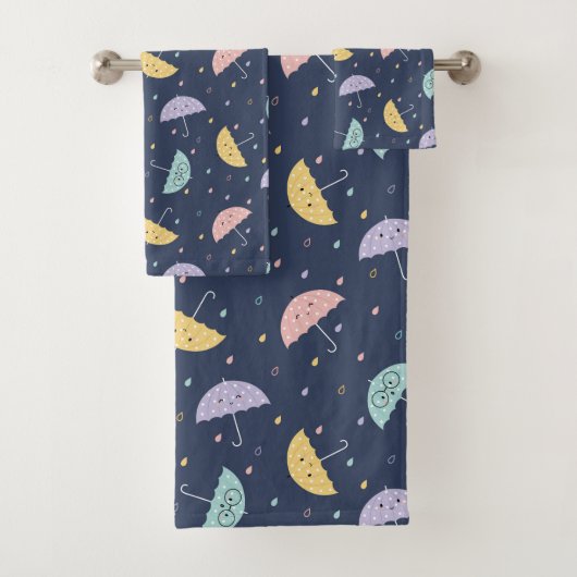 Niedliches Kawaii Umbrella Pattern Badetuch Set (Insitu)