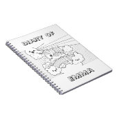 Niedliches Kawaii Unicornfarbton-Deckblatt mit Notizblock (Rechte Seite)