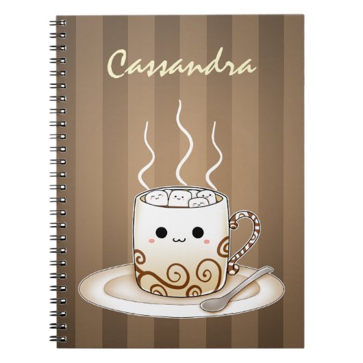Niedliches kawaii warmes Kakaogetränk Notizblock (Vorderseite)