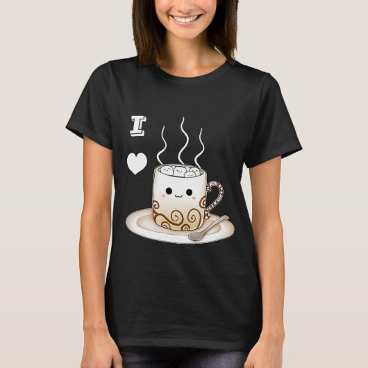 Niedliches kawaii warmes Kakaogetränk T-Shirt (Vorderseite)