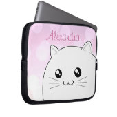 Niedliches kawaii weiße Kittykatze Laptopschutzhülle (Vorne Rechts)