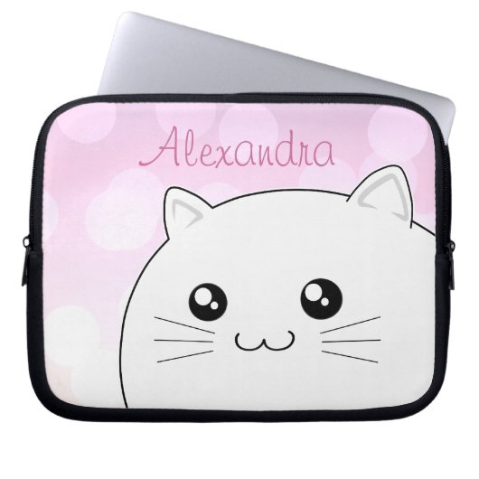 Niedliches kawaii weiße Kittykatze Laptopschutzhülle (Vorderseite)