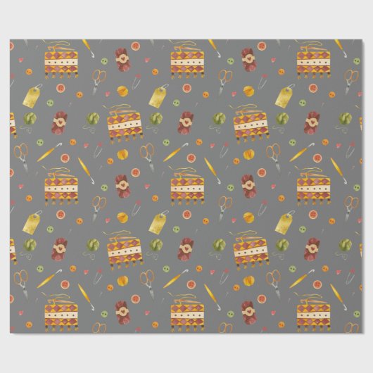 Niedliches Kegelgarnmuster Geschenkpapier (Flach)