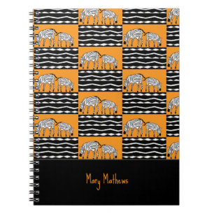 Niedliches kenianisches Zebras-Muster, Orange Notizblock