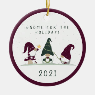 Niedliches Kerngenom für Feiertage - magenta- Keramik Ornament