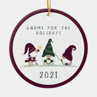 Niedliches Kerngenom für Feiertage - magenta- Keramik Ornament