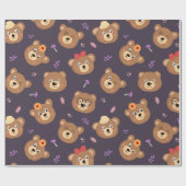 Niedliches Kid Teddy Bär Dekorationsmuster Geschen Geschenkpapier (Flach)