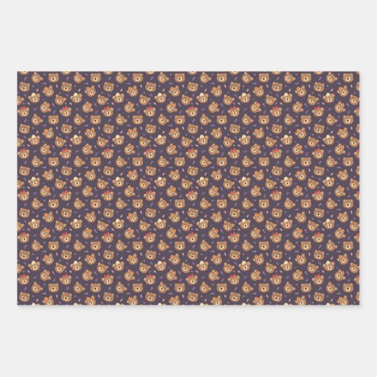 Niedliches Kid Teddy Bär dekoratives Muster Geschenkpapier Set (Vorderseite 3)