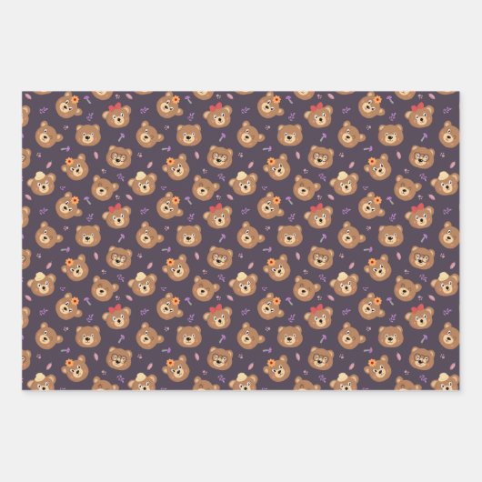 Niedliches Kid Teddy Bär dekoratives Muster Geschenkpapier Set (Vorderseite 2)