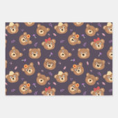 Niedliches Kid Teddy Bär dekoratives Muster Geschenkpapier Set (Vorderseite)