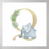 Niedliches Kids Animal ELEPHANT Monogram Q Kinderz Poster (Vorne)