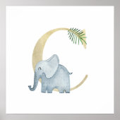 Niedliches Kids Animal Elephon Monogram C Kinderzi Poster (Vorne)