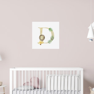Niedliches Kids Animal Lion Monogram D Kinderzimme Poster