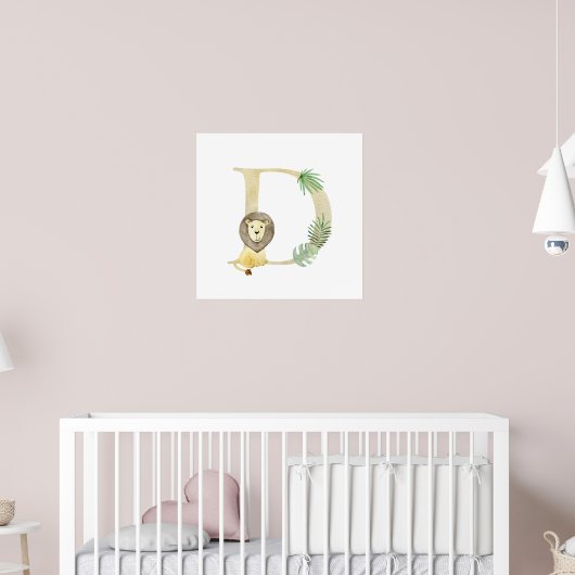 Niedliches Kids Animal Lion Monogram D Kinderzimme Poster (Kinderzimmer 2)