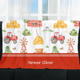 Niedliches Kids Bauer Muster mit Vorname Fleecedecke