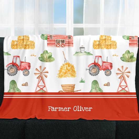 Niedliches Kids Bauer Muster mit Vorname Fleecedecke