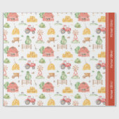 Niedliches Kids Bauer Muster mit Vorname Geschenkpapier (Flach)